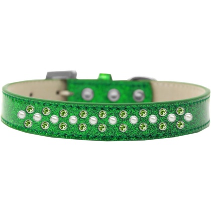 Sprinkles Ice Cream Dog Collar Pearl and Lime Green Crystals Size 12 Emerald Green