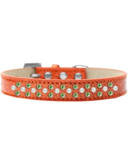 Sprinkles Ice Cream Dog Collar Pearl and Lime Green Crystals Size 12 Orange
