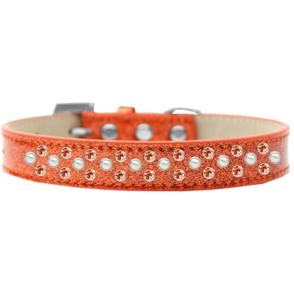 Sprinkles Ice Cream Dog Collar Pearl and Orange Crystals Size 12 Orange