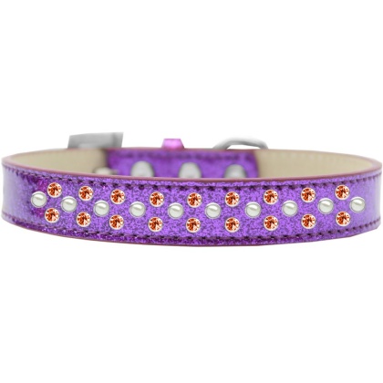 Sprinkles Ice Cream Dog Collar Pearl and Orange Crystals Size 12 Purple