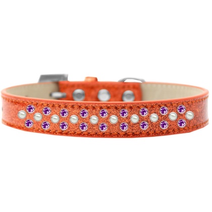 Sprinkles Ice Cream Dog Collar Pearl and Purple Crystals Size 12 Orange