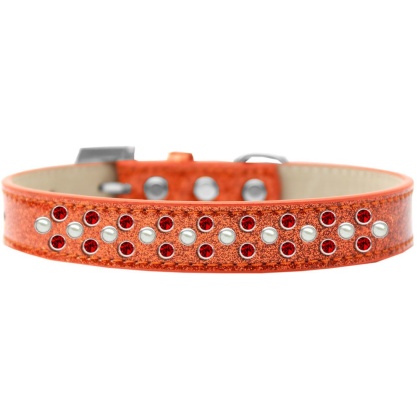 Sprinkles Ice Cream Dog Collar Pearl and Red Crystals Size 12 Orange