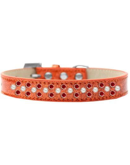 Sprinkles Ice Cream Dog Collar Pearl and Red Crystals Size 12 Orange