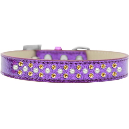 Sprinkles Ice Cream Dog Collar Pearl and Yellow Crystals Size 12 Purple
