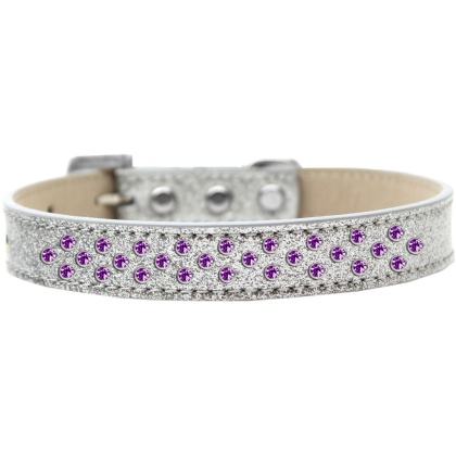 Sprinkles Ice Cream Dog Collar Purple Crystals Size 12 Silver