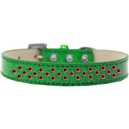 Sprinkles Ice Cream Dog Collar Red Crystals Size 12 Emerald Green
