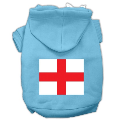 St George's Cross (English Flag) Screen Print Pet Hoodies Baby Blue Size Lg