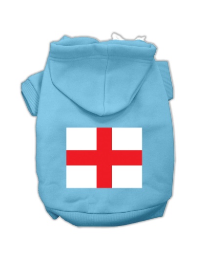 St George's Cross (English Flag) Screen Print Pet Hoodies Baby Blue Size Lg