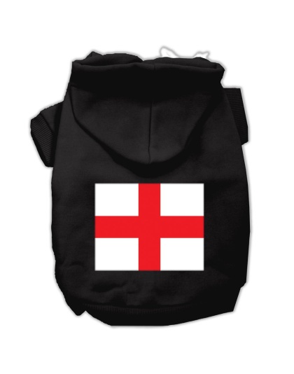 St George's Cross (English Flag) Screen Print Pet Hoodies Black Size Lg