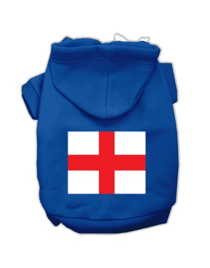St George's Cross (English Flag) Screen Print Pet Hoodies Blue Size Lg