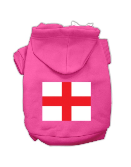 St George's Cross (English Flag) Screen Print Pet Hoodies Bright Pink Size Lg