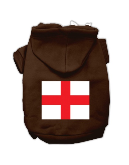 St George's Cross (English Flag) Screen Print Pet Hoodies Brown Size Lg