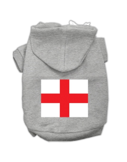 St George's Cross (English Flag) Screen Print Pet Hoodies Grey Size Lg