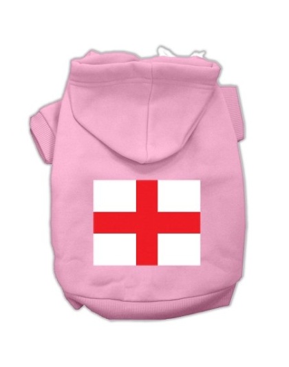 St George's Cross (English Flag) Screen Print Pet Hoodies Light Pink Size Lg