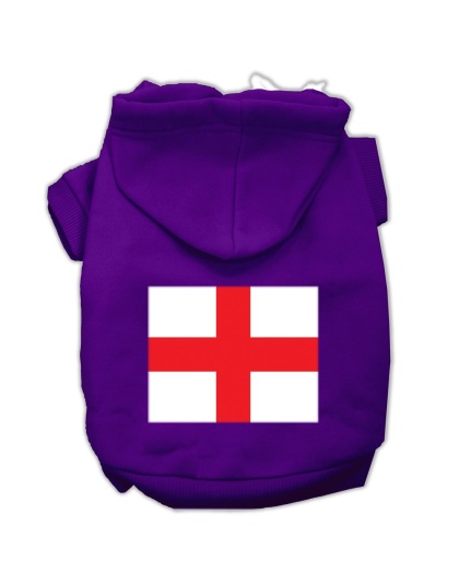St George's Cross (English Flag) Screen Print Pet Hoodies Purple Size Lg