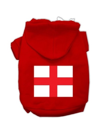 St George's Cross (English Flag) Screen Print Pet Hoodies Red Size Lg