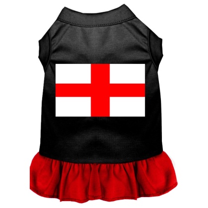 St Georges Cross Screen Print Dress Black with Red Lg