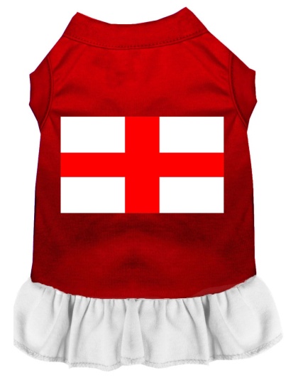 St Georges Cross Screen Print Dress Red with White Lg