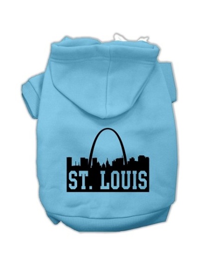 St Louis Skyline Screen Print Pet Hoodies Baby Blue Size Lg