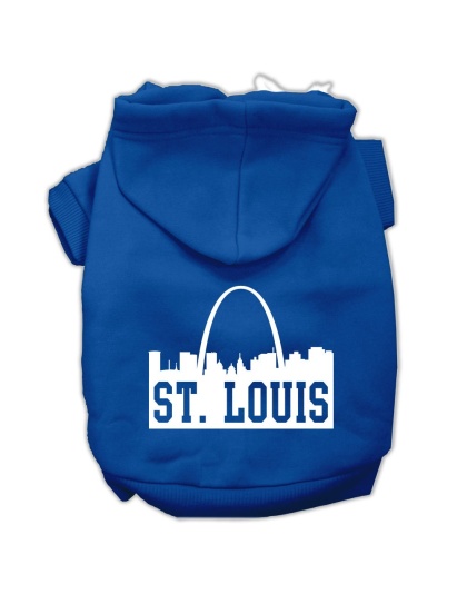St Louis Skyline Screen Print Pet Hoodies Blue Size Lg
