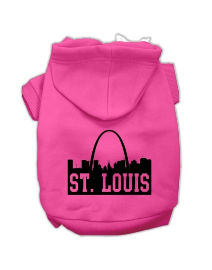 St Louis Skyline Screen Print Pet Hoodies Bright Pink Size Lg