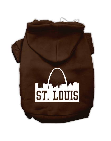 St Louis Skyline Screen Print Pet Hoodies Brown Size Lg