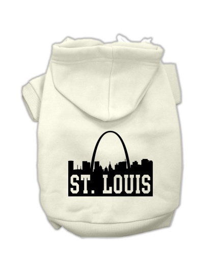 St Louis Skyline Screen Print Pet Hoodies Cream Size Lg