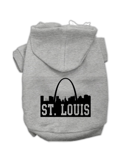 St Louis Skyline Screen Print Pet Hoodies Grey Size Lg