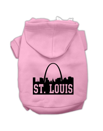 St Louis Skyline Screen Print Pet Hoodies Light Pink Size Lg