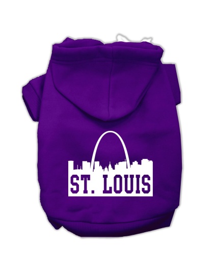 St Louis Skyline Screen Print Pet Hoodies Purple Size Lg