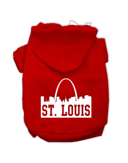 St Louis Skyline Screen Print Pet Hoodies Red Size Lg