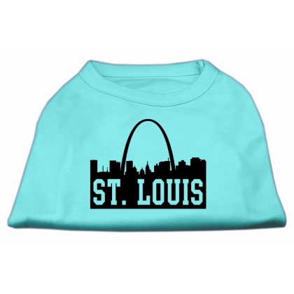 St Louis Skyline Screen Print Shirt Aqua Lg