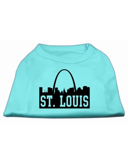 St Louis Skyline Screen Print Shirt Aqua Lg