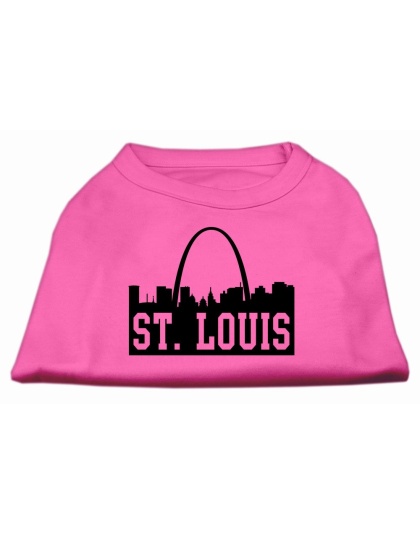 St Louis Skyline Screen Print Shirt Bright Pink Lg