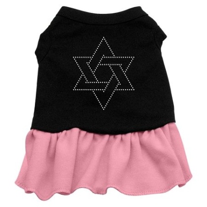 Star of David Rhinestone Dress Black with Pink Lg