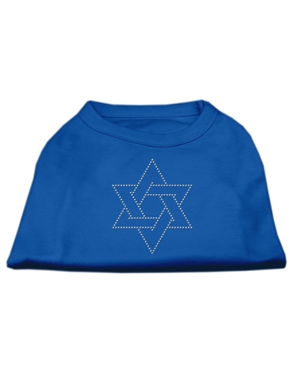 Star of David Rhinestone Shirt Blue Lg