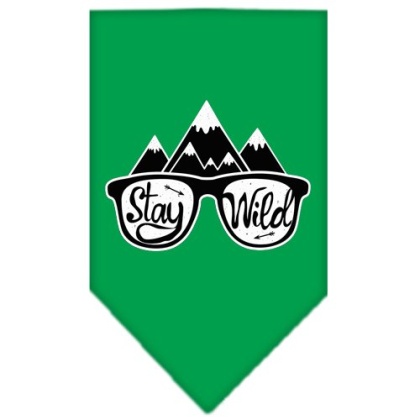 Stay Wild Screen Print Bandana Emerald Green Large