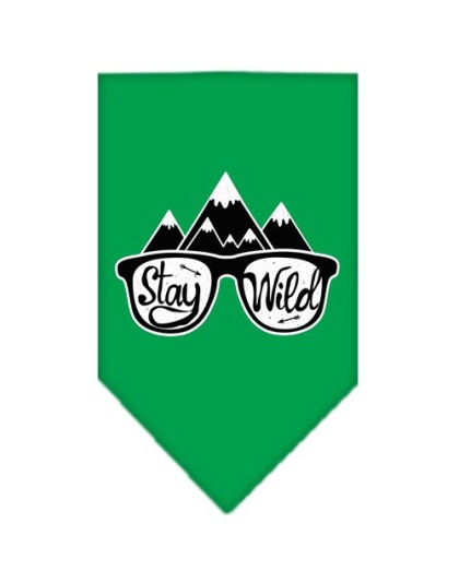 Stay Wild Screen Print Bandana Emerald Green Large