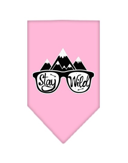 Stay Wild Screen Print Bandana Light Pink Large