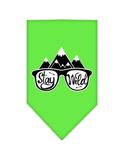 Stay Wild Screen Print Bandana Lime Green Large