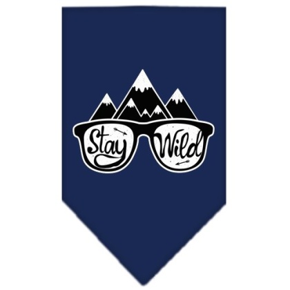 Stay Wild Screen Print Bandana Navy Blue large