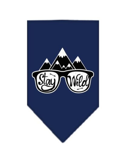 Stay Wild Screen Print Bandana Navy Blue large