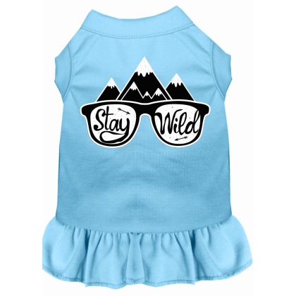 Stay Wild Screen Print Dog Dress Baby Blue 4X (22)