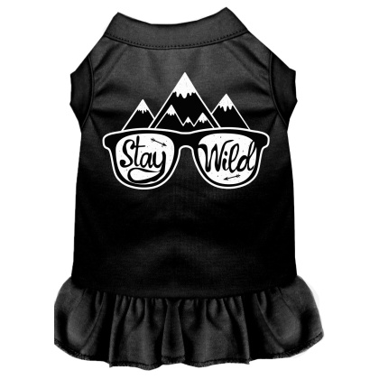 Stay Wild Screen Print Dog Dress Black 4X (22)