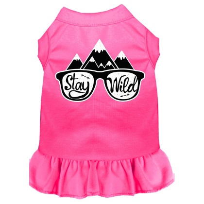 Stay Wild Screen Print Dog Dress Bright Pink 4X (22)