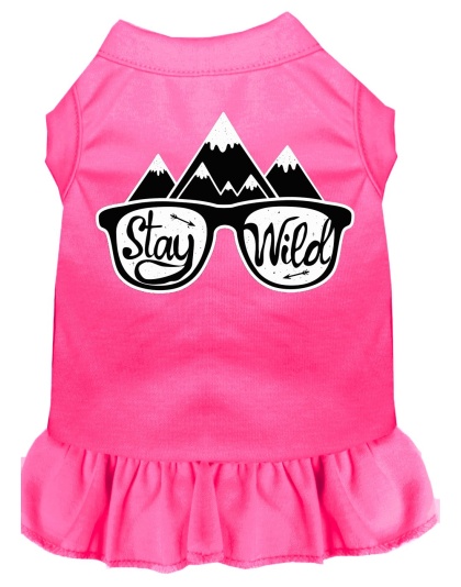 Stay Wild Screen Print Dog Dress Bright Pink 4X (22)