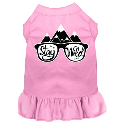 Stay Wild Screen Print Dog Dress Light Pink 4X (22)