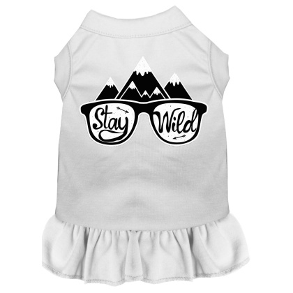 Stay Wild Screen Print Dog Dress White 4X (22)