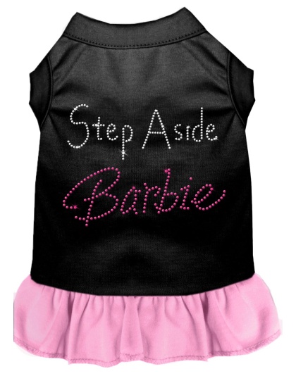 Step Aside Barbie Rhinestone Dress Black with Light Pink Lg