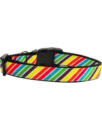 Striped Rainbow Nylon Cat Collar